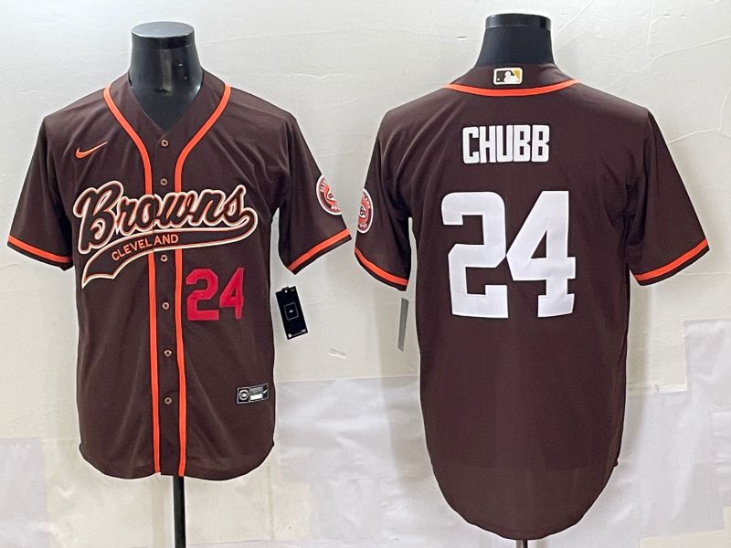 Men 2025 Cleveland Browns #24 Chubb Brown Joint Name Nike Limited NFL Jersey style 4->cleveland browns->NFL Jersey